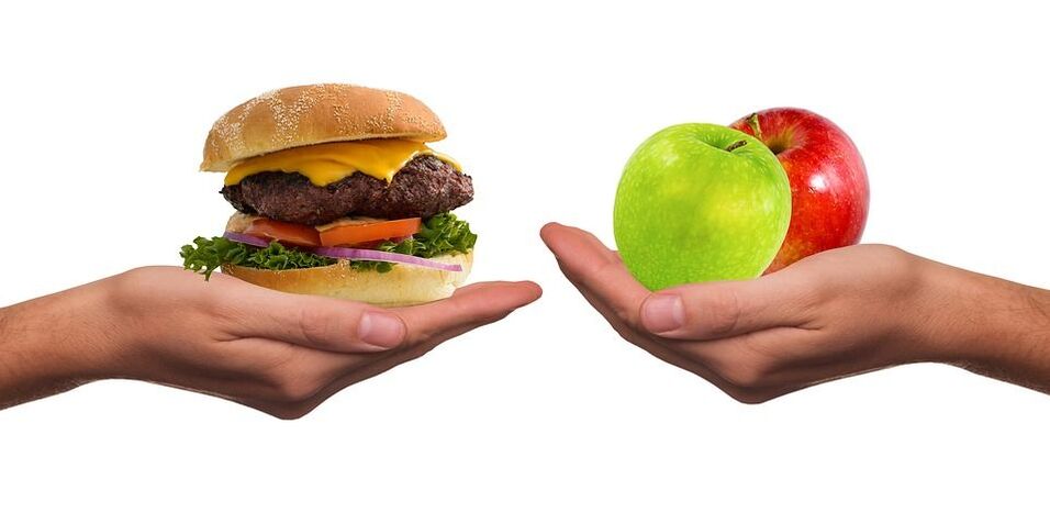 健康食品と不健康食品のどちらかを選択