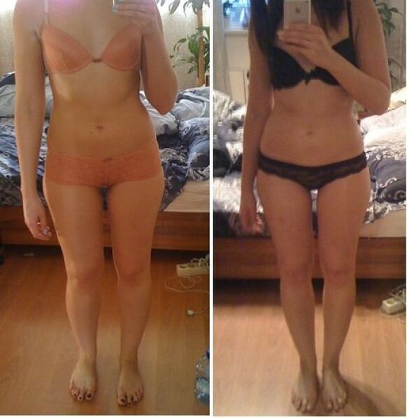 14日間で日本食ダイエットで痩せる前と痩せた後の女の子